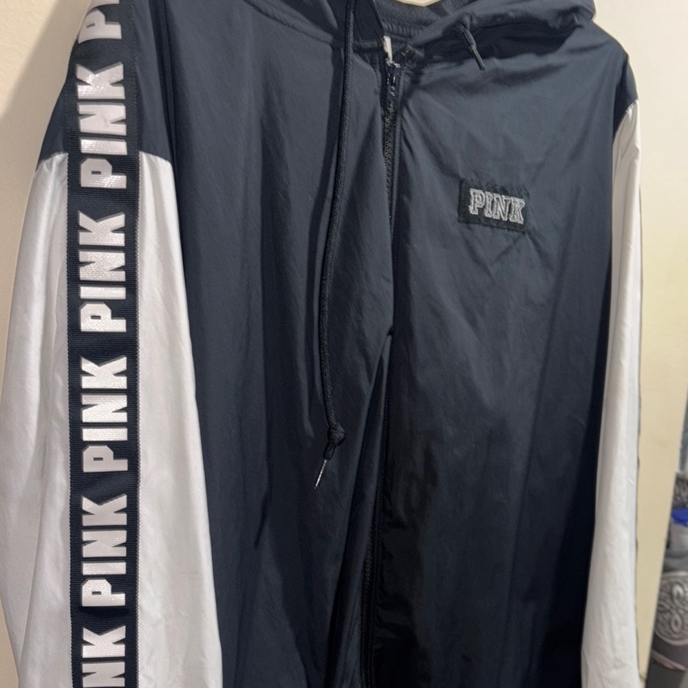 PINK Victoria's Secret Black and White Windbreaker